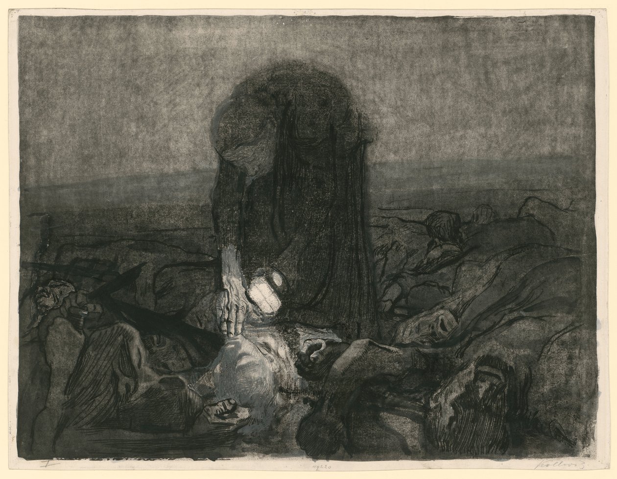 Campo de batalha (folha 6 de «Bauernkrieg», 2.ª versão) de Käthe Kollwitz