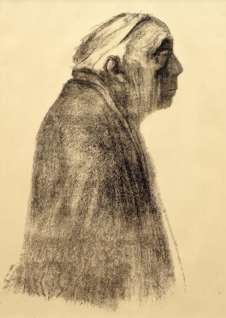 Auto-retrato no perfil à direita de Käthe Kollwitz