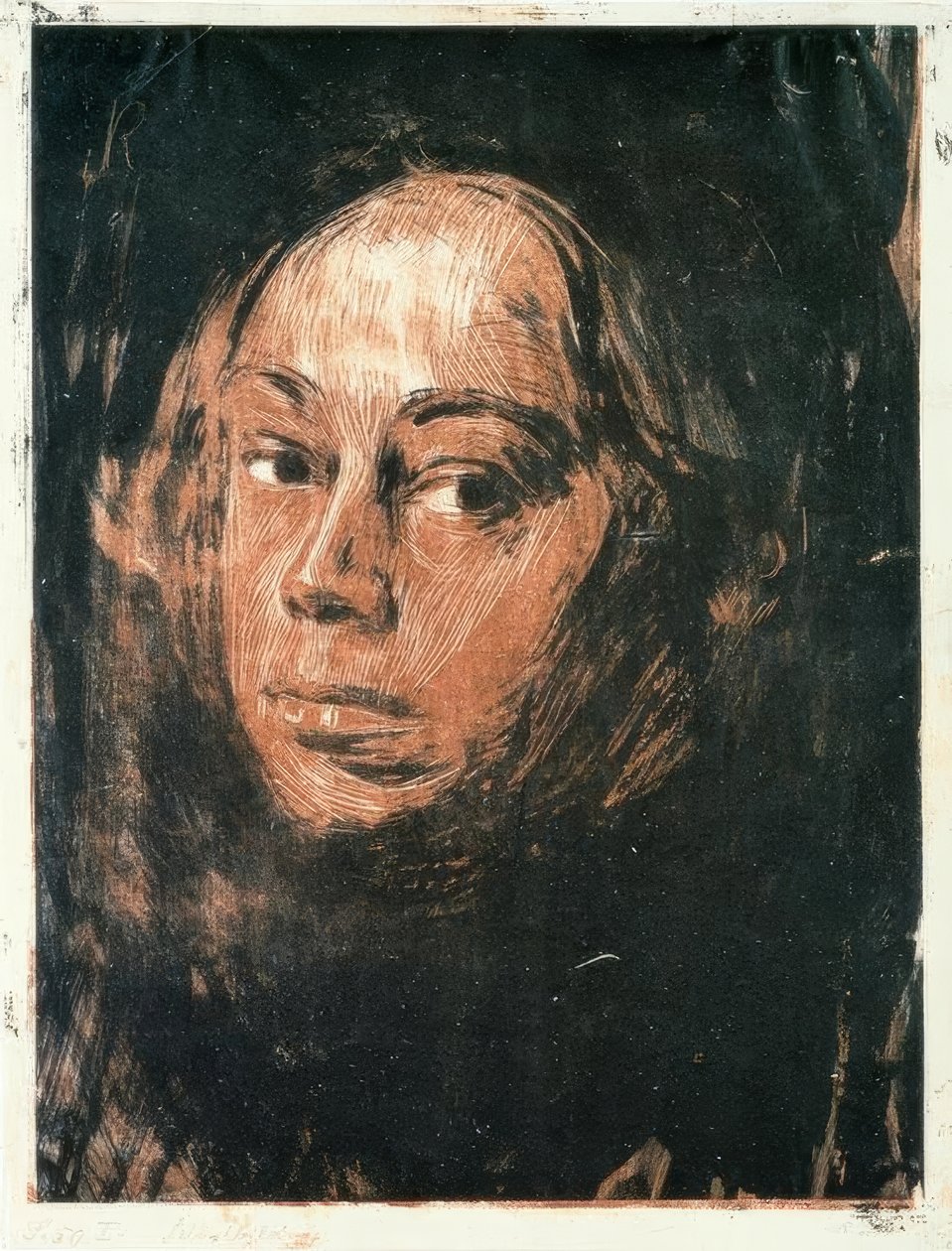 Auto-retrato para a esquerda de Käthe Kollwitz