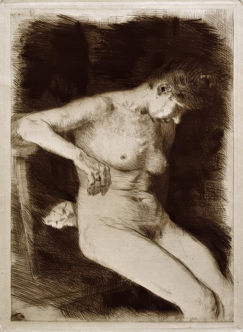Sentado nu feminino de Käthe Kollwitz