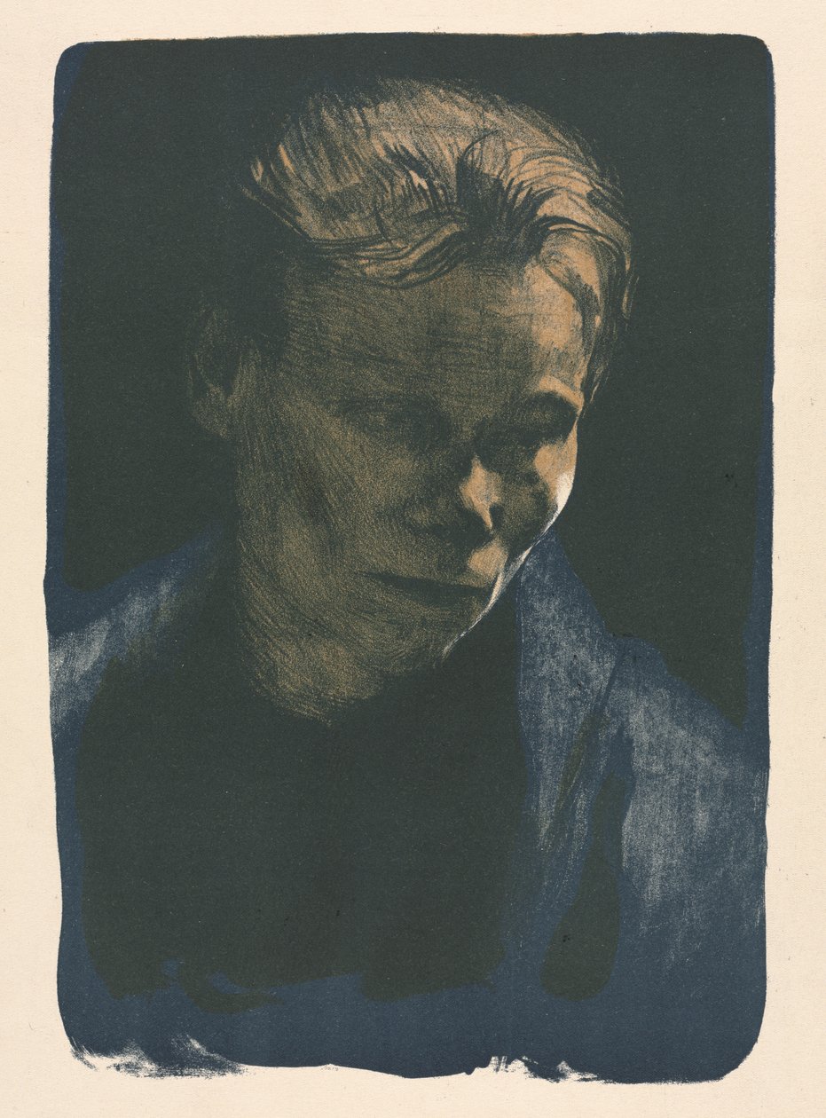 Mulher trabalhadora com xale azul de Käthe Kollwitz