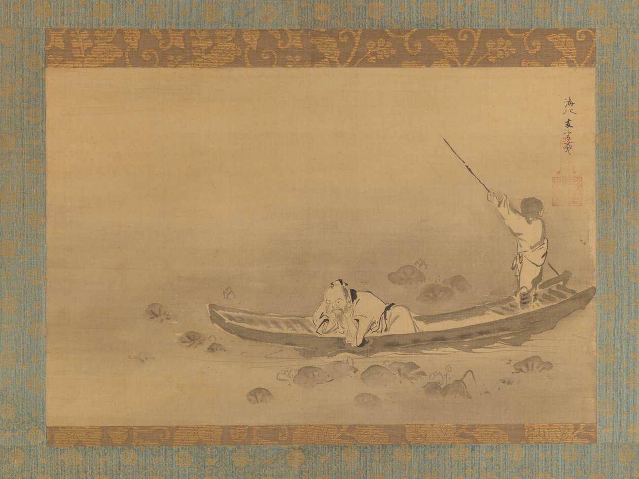 Zhou Maoshu Admirando Lótus, meados do século XVII. de Kaiho Yusetsu