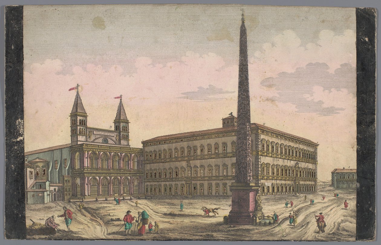 Vista da Piazza di San Giovanni in Laterano em Roma Vista da Place de St Lean de Lateran (título no objeto) de Kaiserlich Franziskische Akademie