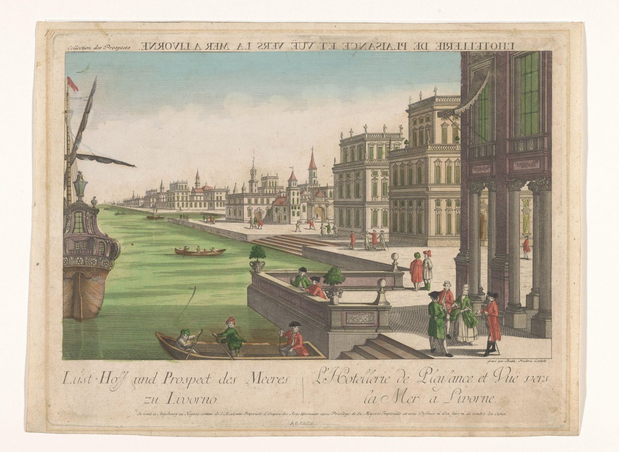 Lust-hoff e perspectiva do mar em Livorno (título no objeto) de Kaiserlich Franziskische Akademie