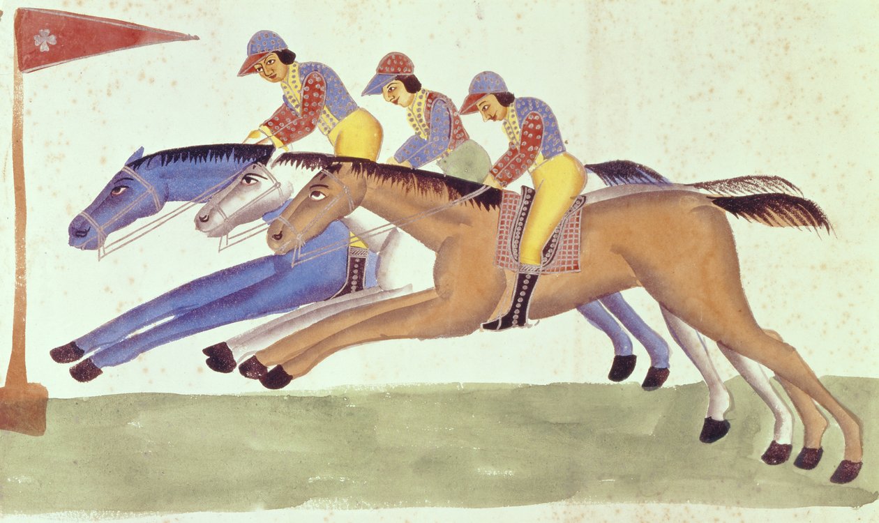 Corrida de Cavalos em Bengala, c.1830 de Kalighat School