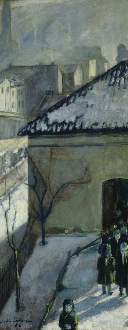 Vista em direcção à Escola Ruseloekka, Oslo (óleo sobre tela) de Kalle Lochen
