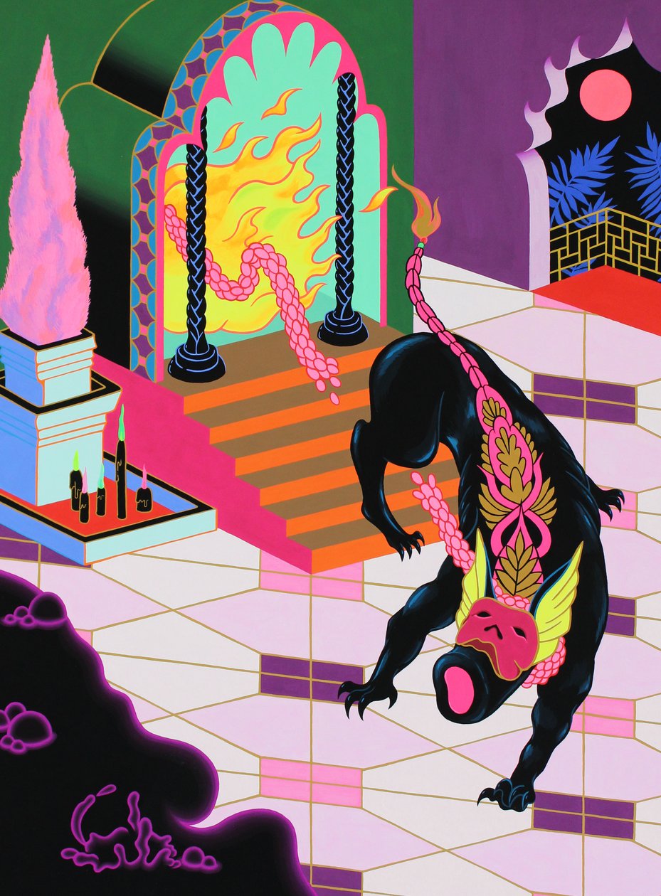 Escape, 2021 (acrílico sobre painel) de Kam Tsz
