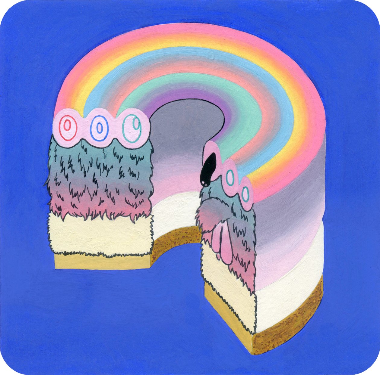 Fuzzcake, 2017 (suportes mistos em papel) de Kam Tsz