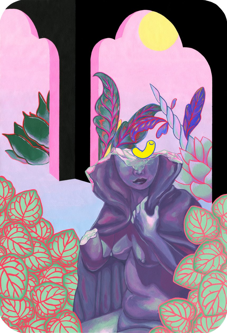 Bruxa de Jardim, 2019 (acrílico sobre algodão) de Kam Tsz