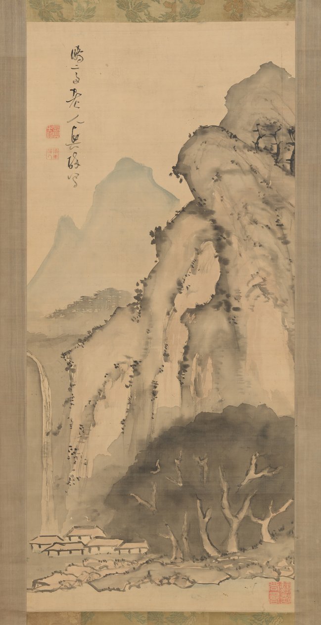 Paisagem com cachoeira, ca. 1817 de Kameda Bosai