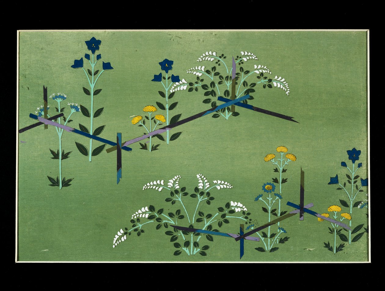 Flores de outono, estudo para tecido de Kamisaka Sekka