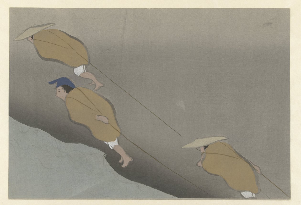 puxando um barco Mifune Flores de cem mundos (título da série) Momoyogusa (título da série) de Kamisaka Sekka
