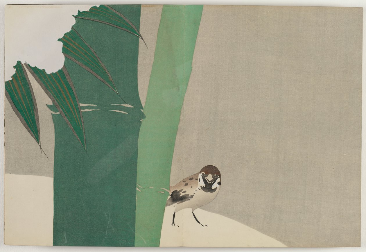 Flores de Cem Mundos (Momoyogusa): Bambu na Neve (Secchuchiku) de Kamisaka Sekka