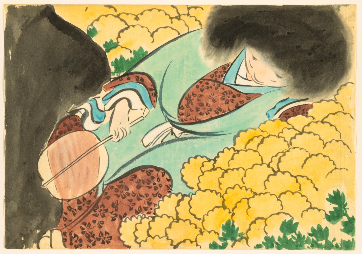 Flores de Cem Mundos (Momoyogusa): Menino Crisântemo (Kikujidō) de Kamisaka Sekka