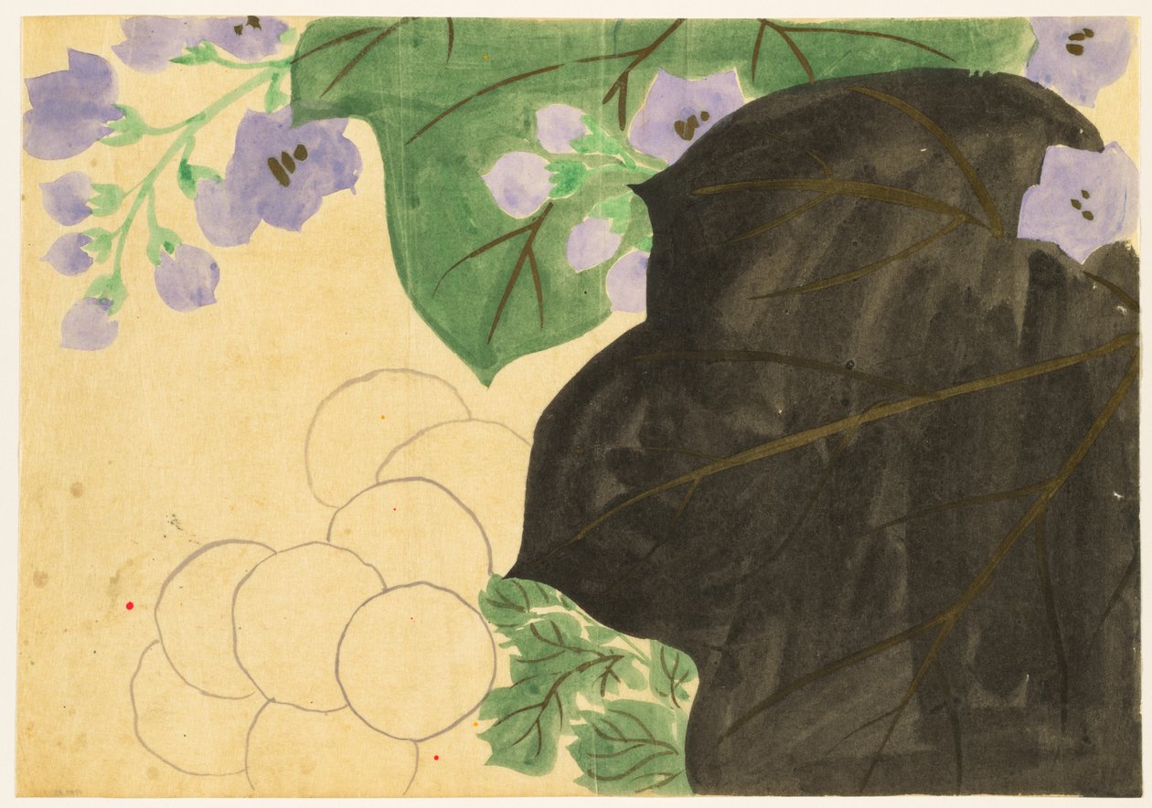 Flores de cem mundos (Momoyogusa): Crisântemo e Paulownia (Kikukiri) de Kamisaka Sekka