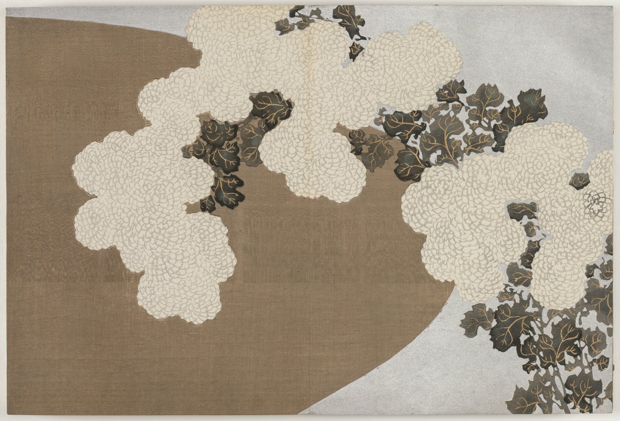Flores de cem mundos (Momoyogusa): Crisântemos (Momoyogusa) de Kamisaka Sekka