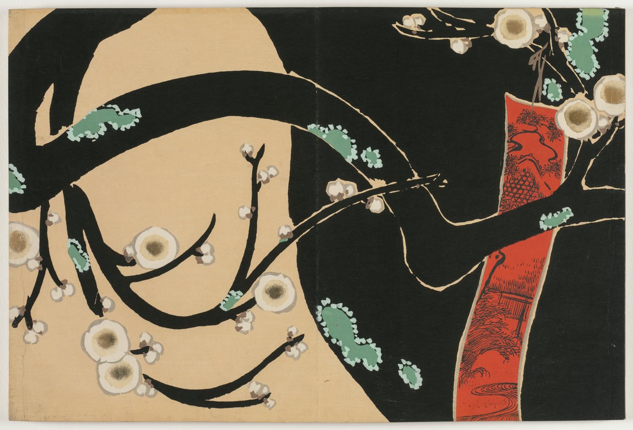 Flores de Cem Mundos (Momoyogusa): Ameixa (Ume) de Kamisaka Sekka