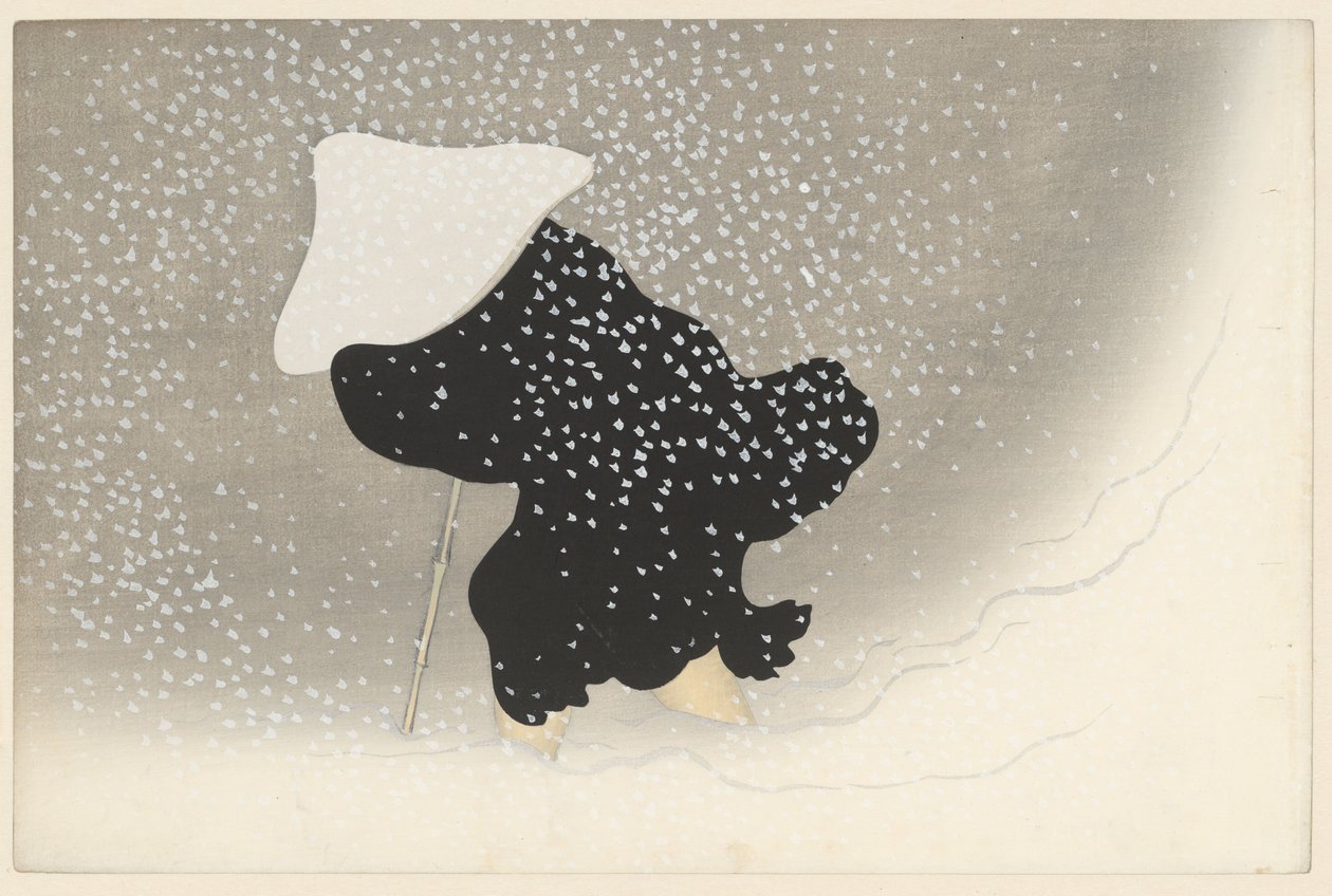 Rodando neve, 1909 (impressão em xilogravura) de Kamisaka Sekka