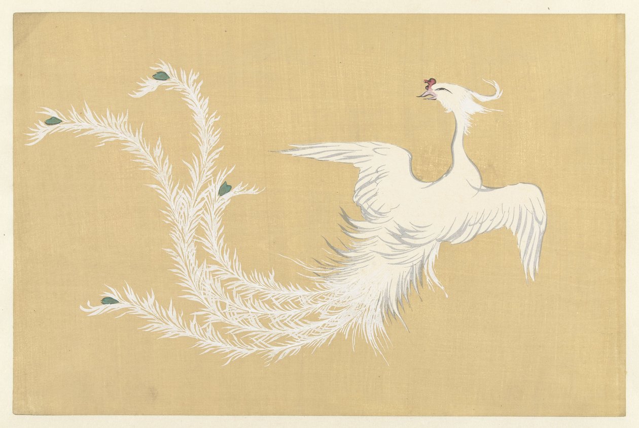 fênix branca Hakuho Flores de cem mundos (título da série) Momoyogusa (título da série) de Kamisaka Sekka