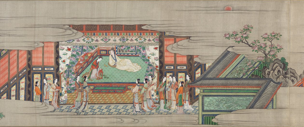 Pergaminho 1 da Canção da tristeza duradoura (Chōgonka gakan) de Kano Sansetsu