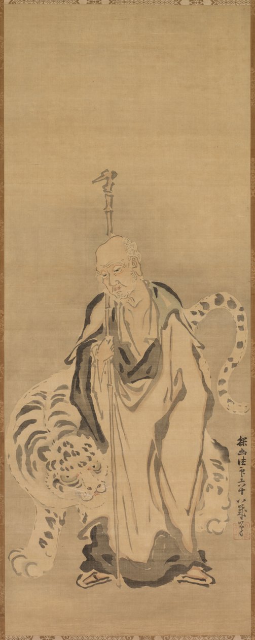 Um sábio com tigre de Kanō Tan’yū