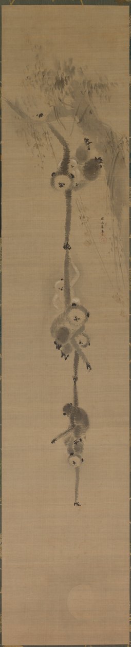 Macacos alcançando a lua de Kanō Tan’yū