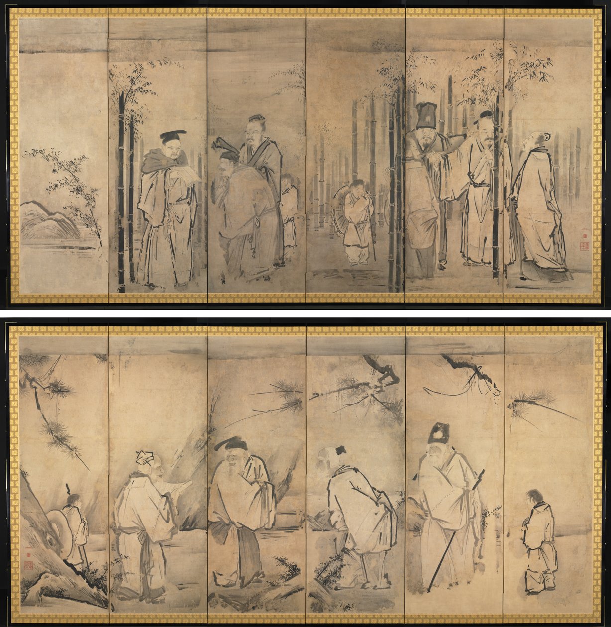 Sete Sábios do Bosque de Bambu; Quatro Anciãos do Monte Shang de Kanō Tan’yū