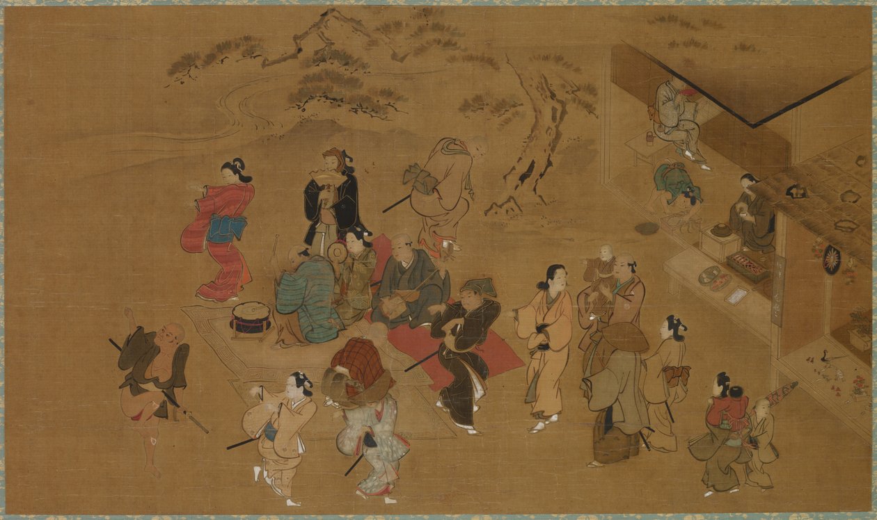 Cena de dança da primavera de Kanō Tan’yū