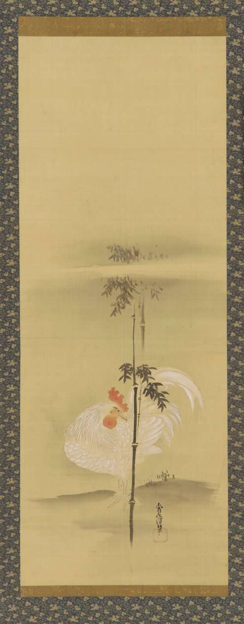 Galo e bambu, período Edo, meados do séc. XVII - início do século XVIII. de Kanô Yôboku Tsunenobu