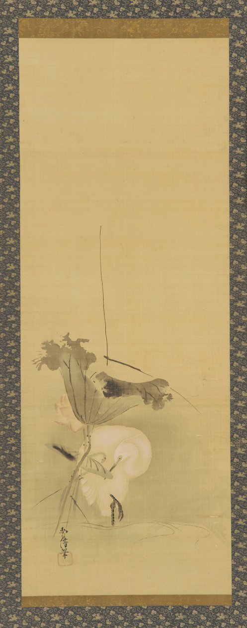 Heron e Lotus, período Edo, meados do século XVIII. de Kanô Yôboku Tsunenobu