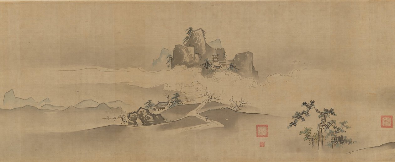 Paisagem da China: Oito vistas dos Rios Xiao e Xiang, séculos 17-18. de Kanô Yôboku Tsunenobu