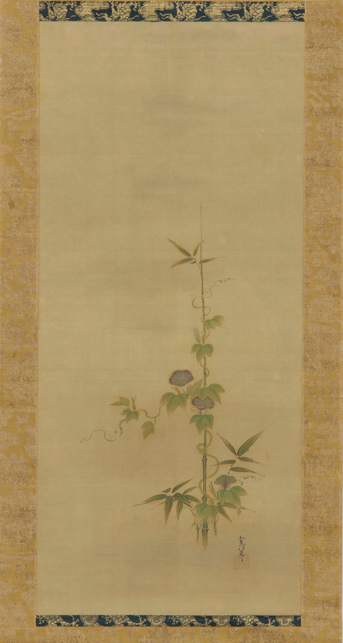 A glória matinal e o bambu fazem parte de um conjunto, período Edo, meados do século XVII - início do século XVIII. de Kanô Yôboku Tsunenobu