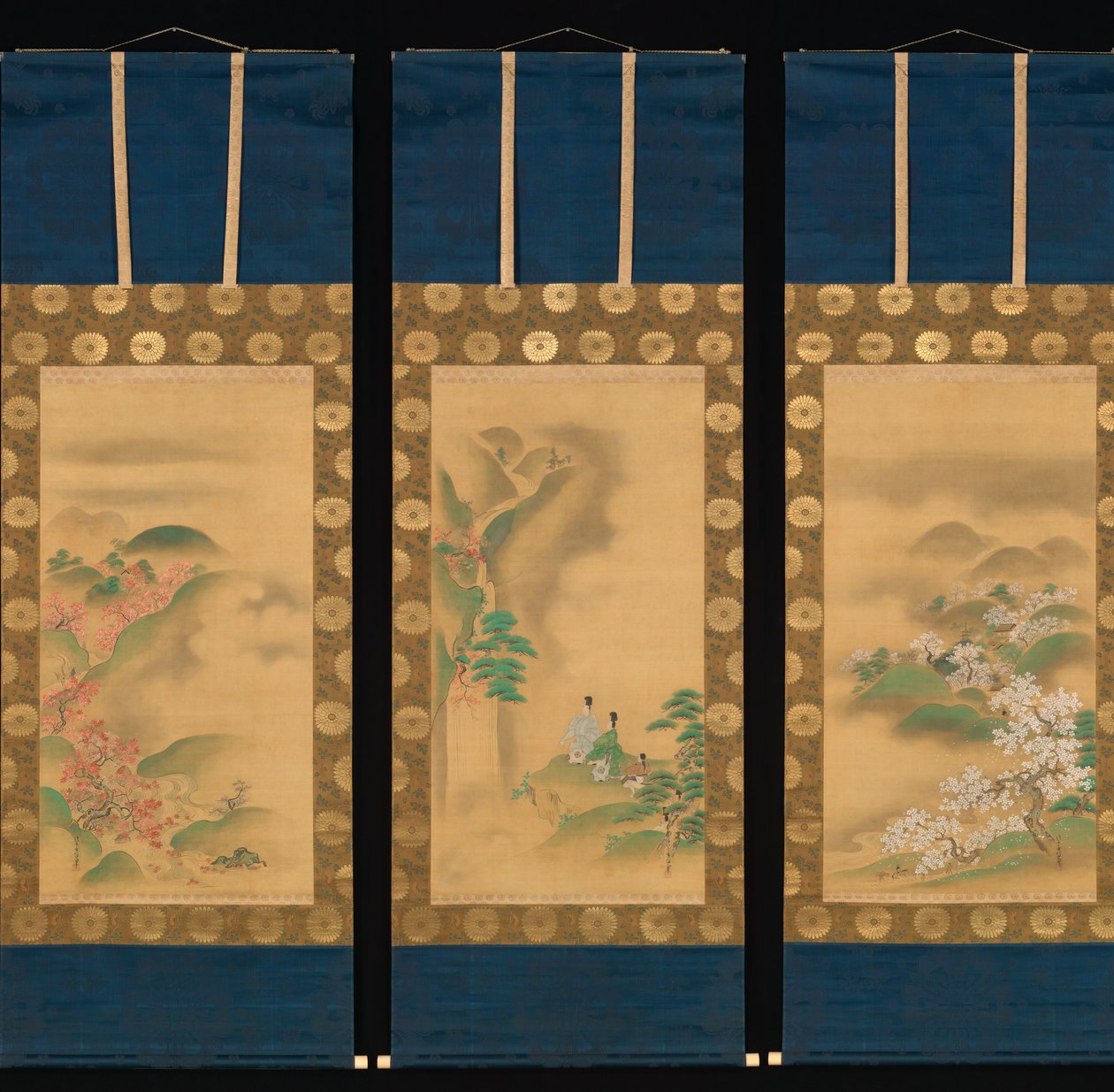 Nunobiki Waterfall, Monte Yoshino e Rio Tatsuta, depois de 1709. de Kanô Yôboku Tsunenobu