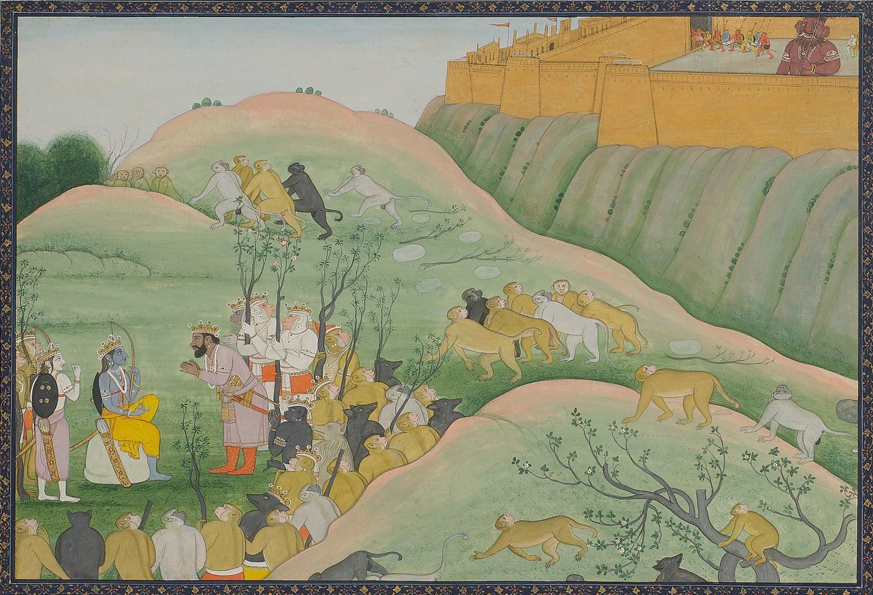 Vibhishana se curva diante de Rama de Kangra