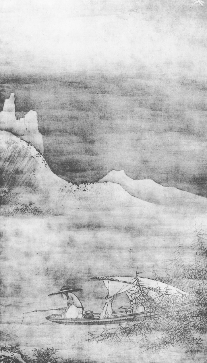 Paisagem ou Pesca, de &39;The Kokka Tokyo&39; (impressão em xilogravura) de Kano Masanobu