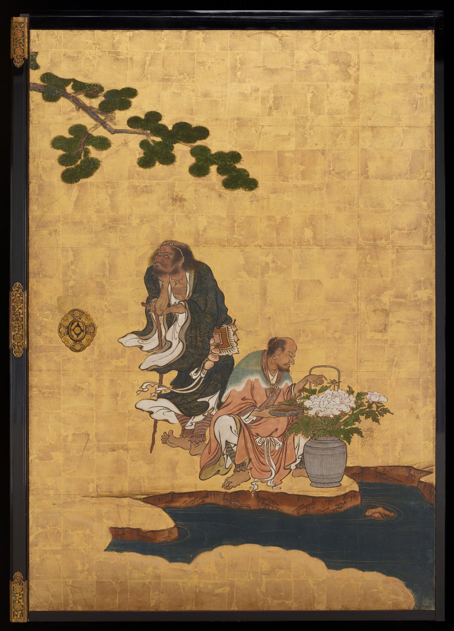 Imortais Taoístas, c.1647 (tinta, cores e ouro sobre papel) de Kano Sansetsu