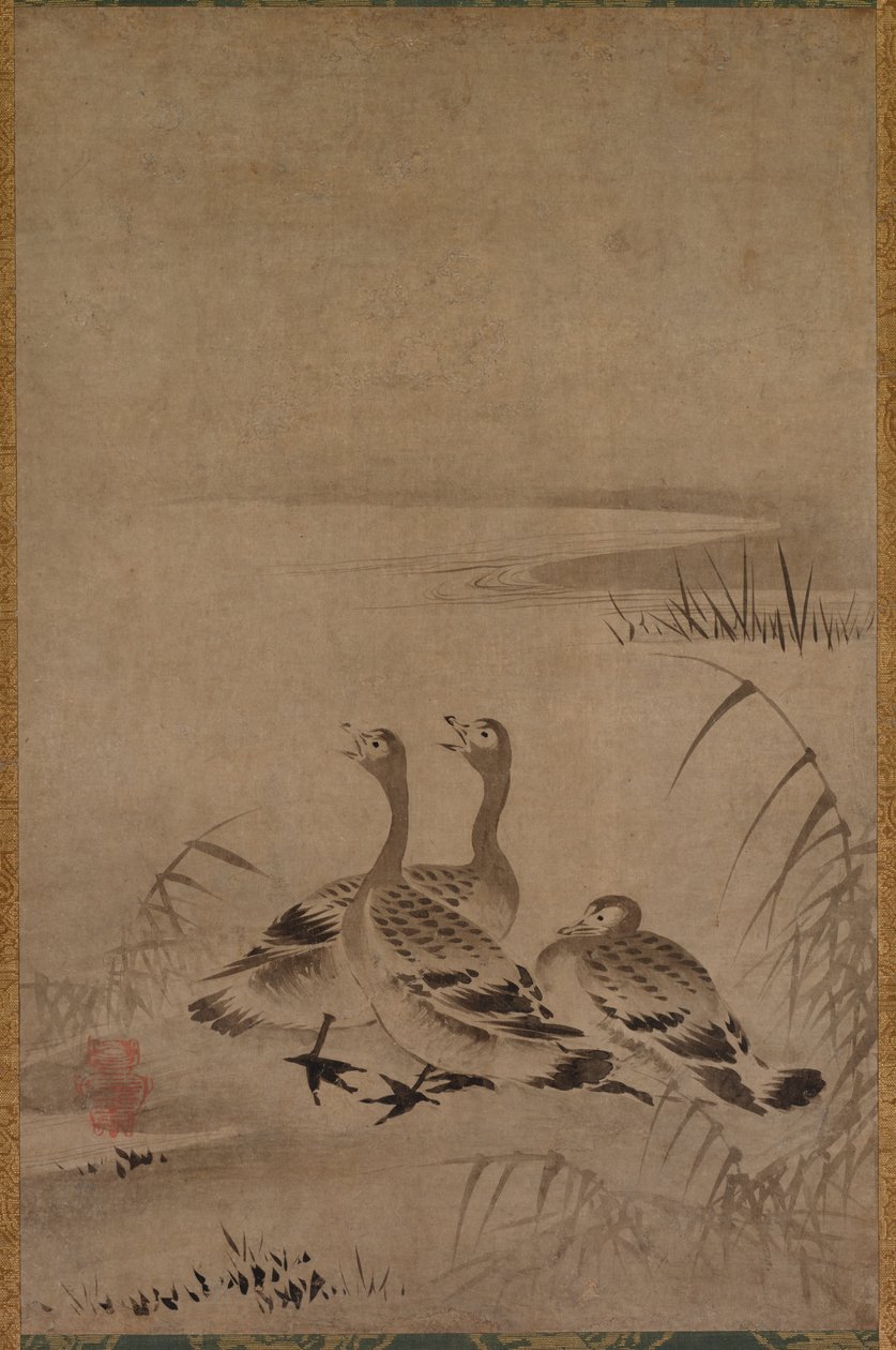 Gansos selvagens, início de 1500. de Kano Chokichi