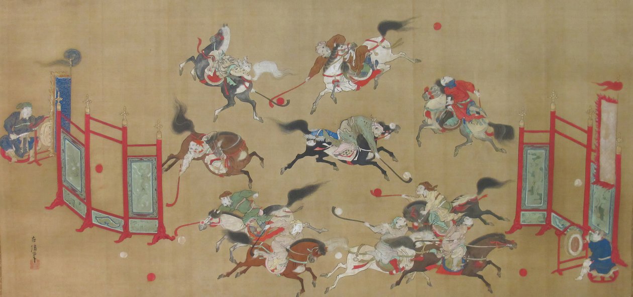 Tártaros Jogando Polo, início do século XVIII. de Kano Eisen