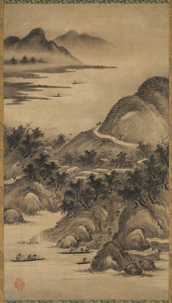 Paisagens sazonais, de meados a final de 1500. de Kano Hideyori