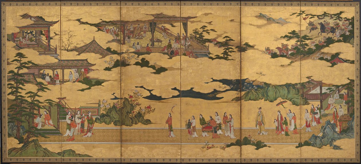 Scenes from the life of the Ming Huang Emperor and Yang Guifei (one of a pair with F1901.20) de Kano Mitsunobu
