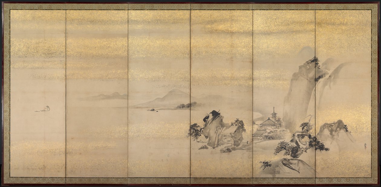 Paisagens de verão e inverno (um de um par) de Kano Naonobu