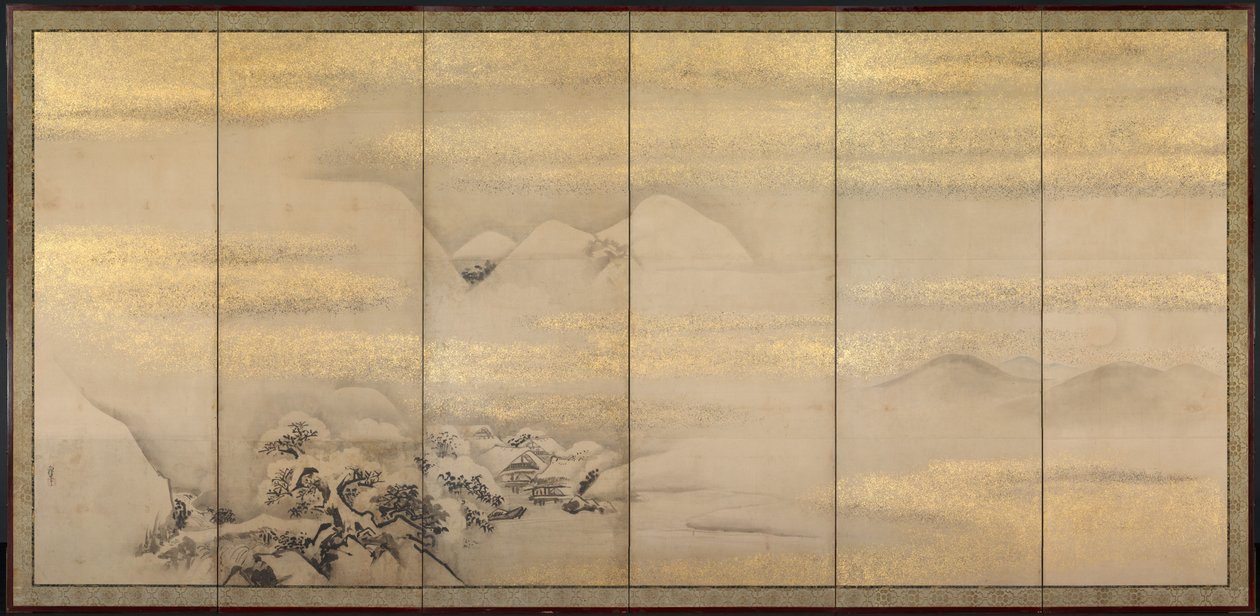 Paisagens de verão e inverno (um de um par) de Kano Naonobu