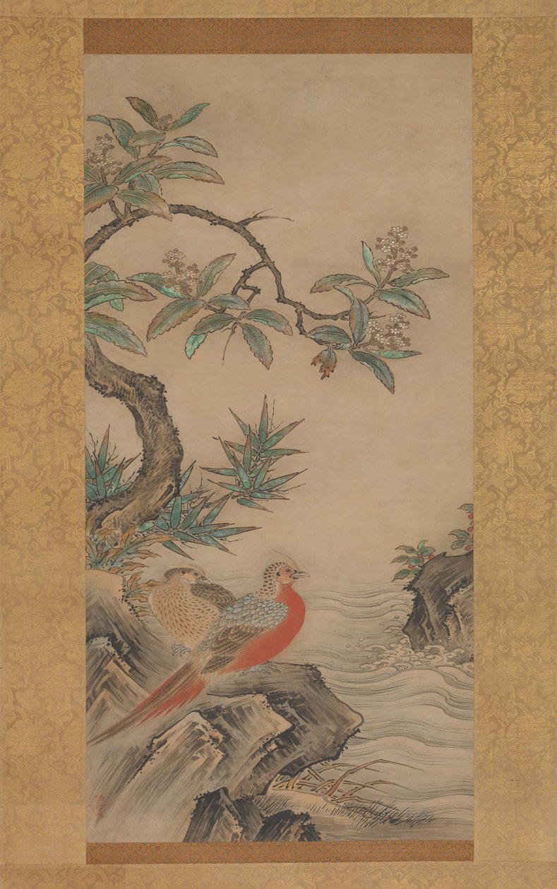 Faisões entre as árvores: Flores das Quatro Estações, provavelmente dos anos 1560. de Kano Shoei