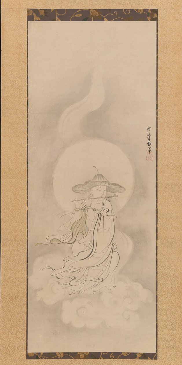 Jizo Bosatsu tocando uma flauta, meados do século XVII. de Kanō Tan’yū