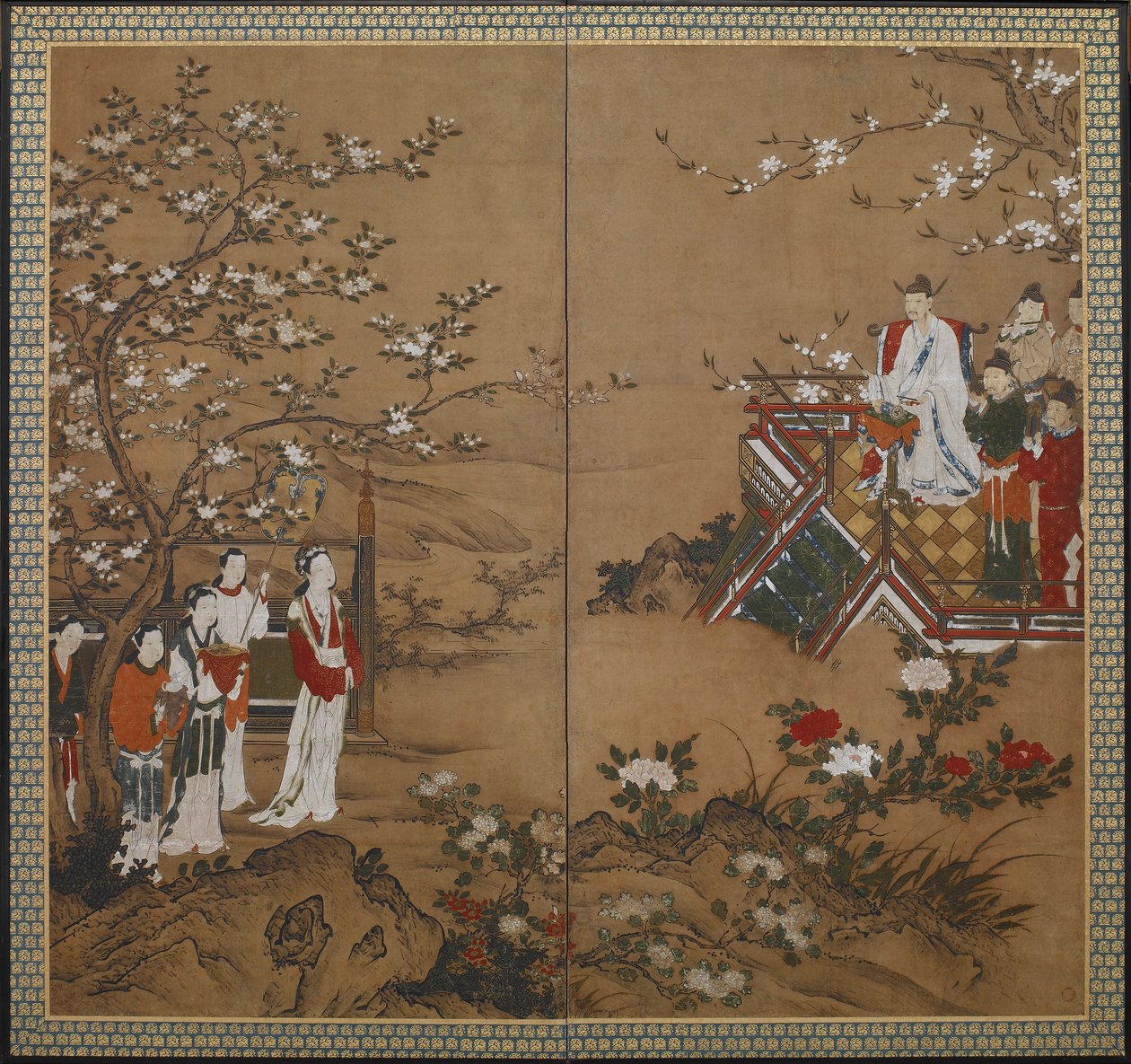 O imperador chinês Ming Huang e Yang Kuei-fei, período Edo, início do século XVII. de Kano school