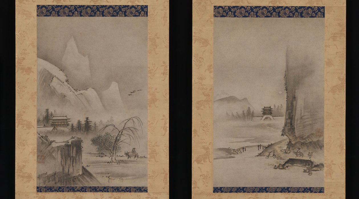 Duas vistas dos Oito Vistas dos Rios Xiao e Xiang, no início do século XVI. de Kantei