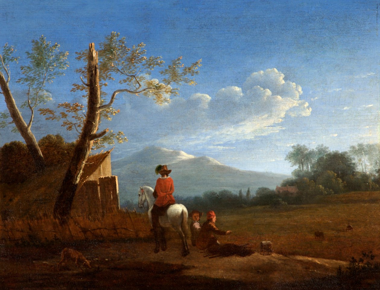 Paisagem com coletores de pássaros, c.1670 de Karel Dujardin