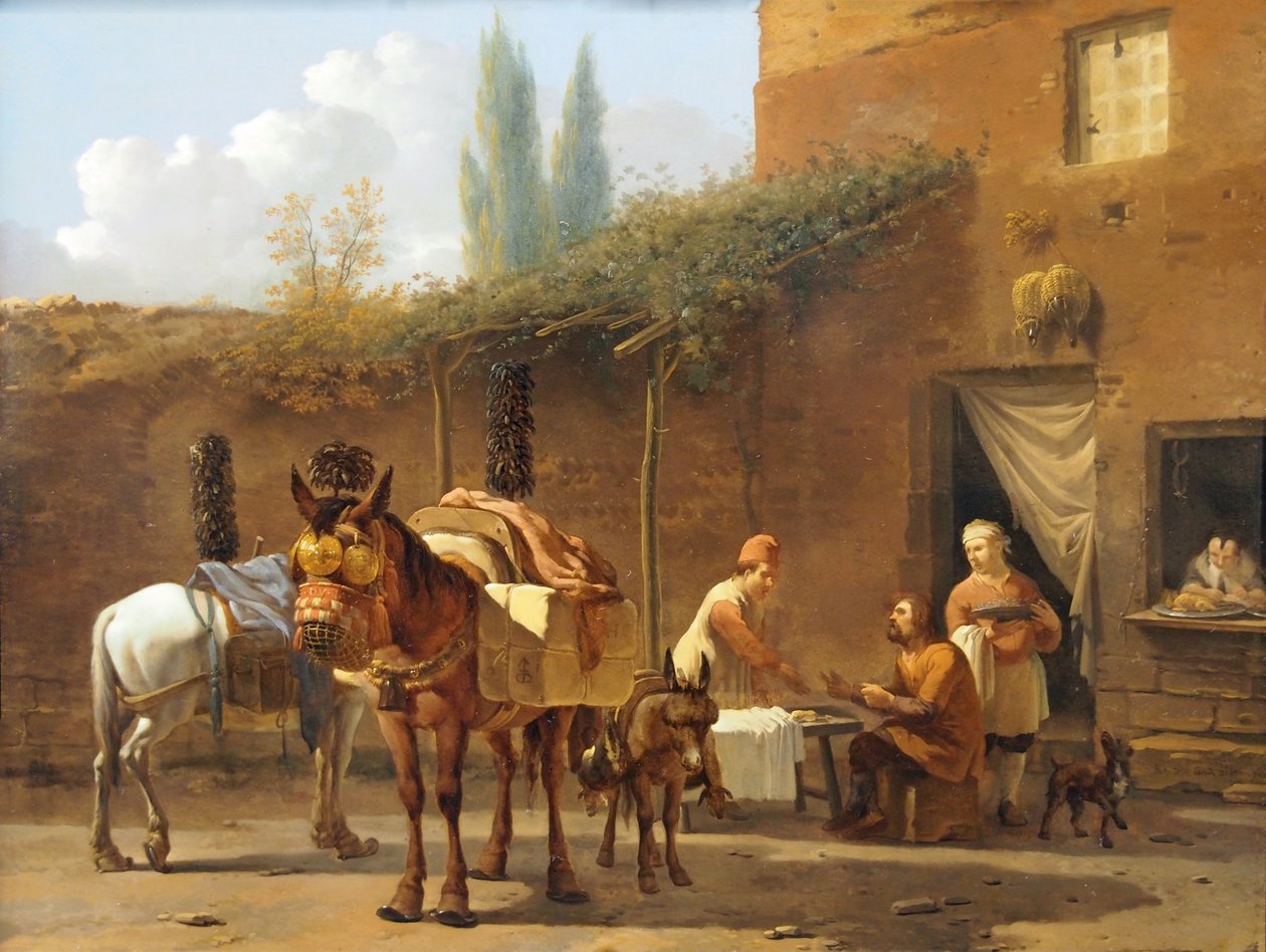 Muleteers em uma pousada de Karel Dujardin