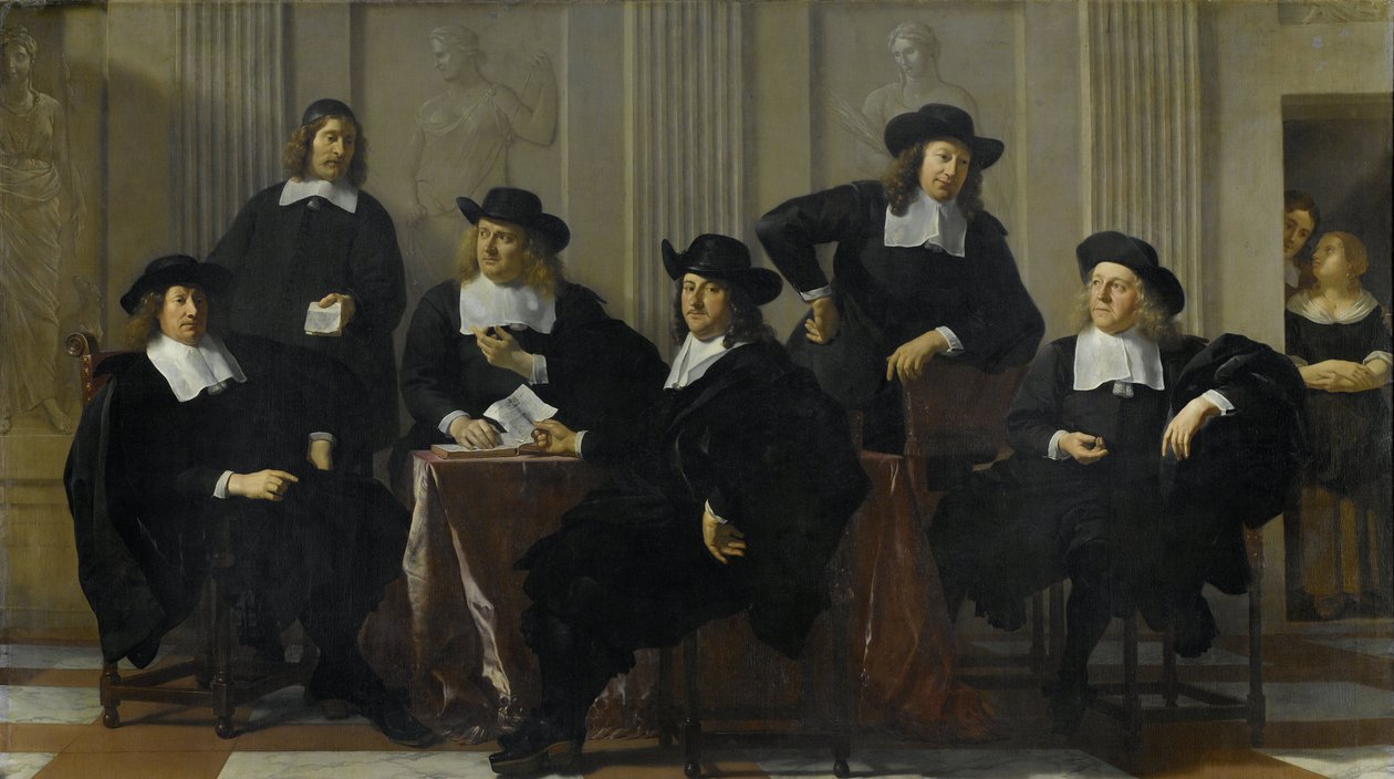 The Regents of the Spin House e New Workhouse, Amsterdã, 1669 de Karel Dujardin
