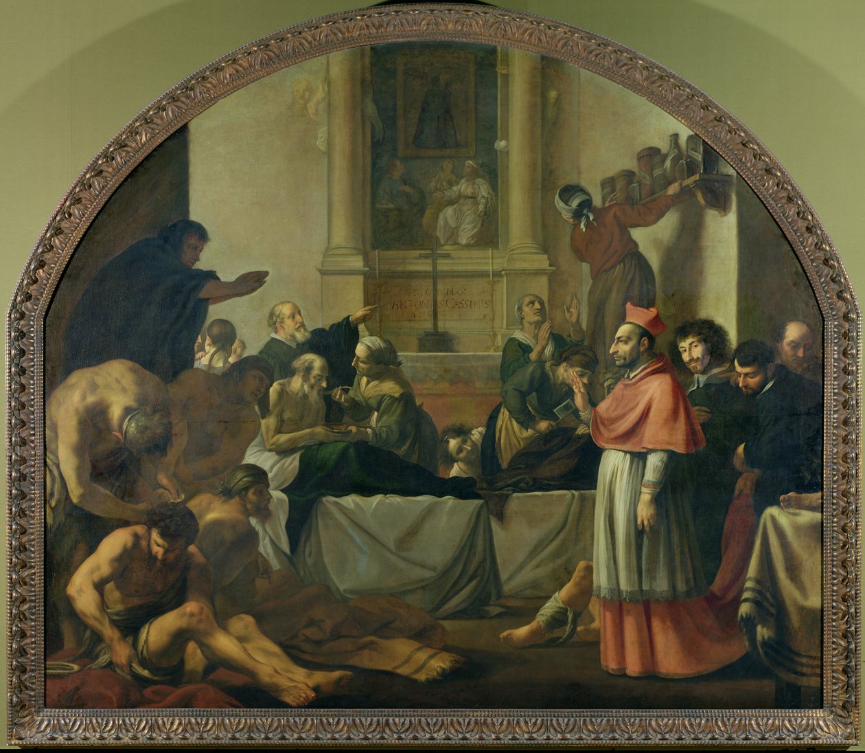 St. Charles Borromeo (1538-84) Visitando as vítimas da peste em Milão em 1576 de Karel Škréta